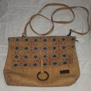 Tan & Patterned Women's  Cork Purse From Portugal 10x8x2 (Christine #24)